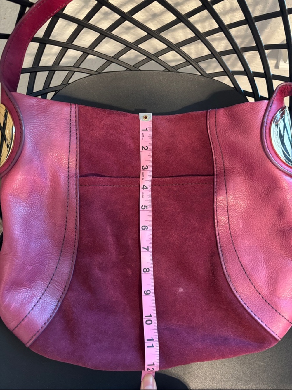 B. Makowsky Suede Leather Shoulder Bag in Fuchsia - Picture 11 of 11